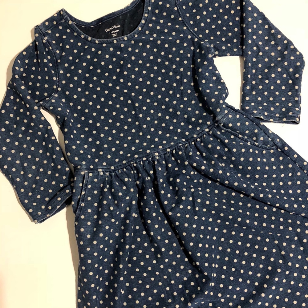 Denim polka dot dress